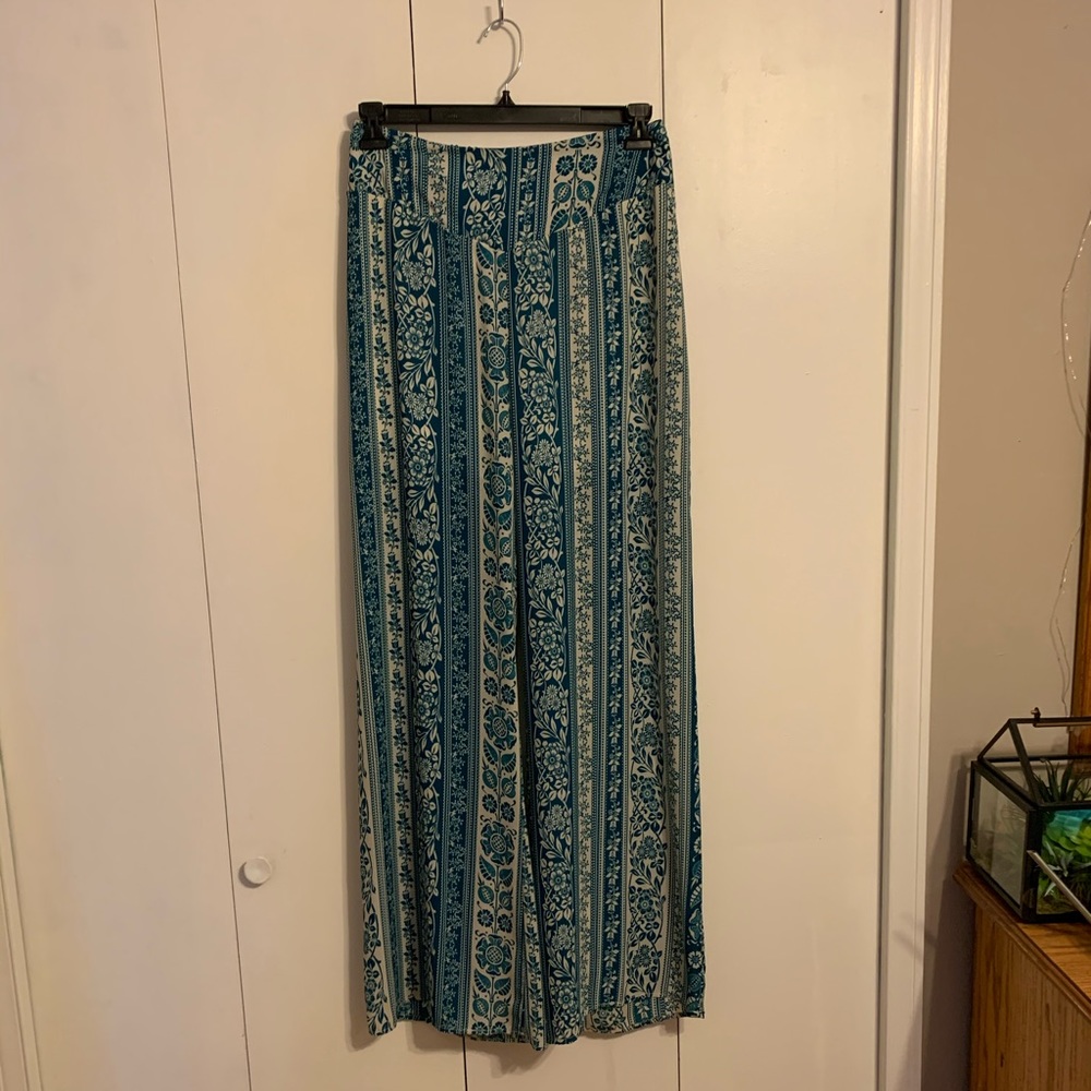 Papermoon Blue Flower Design Pants Size LG